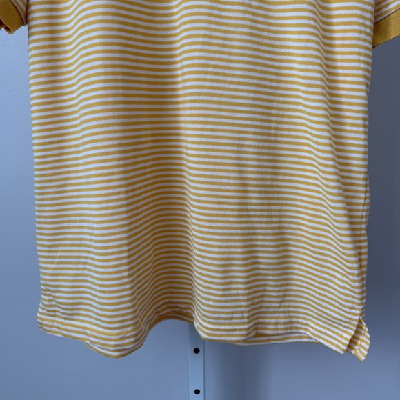 Pacific Polo Club Mens XL Yellow Stripe Short Sleeve Polo Shirt Embroidered Logo - Picture 3 of 6